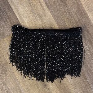 Black fringe skirt with sequins